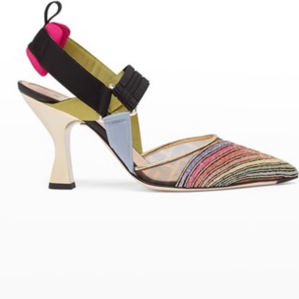 Fendi Colibri 85 mm Beaded Slingback Pump. OFFER 35%OFF